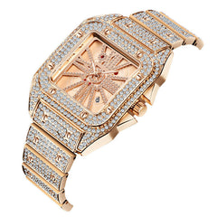 Fashion Elegant Alloy Quartz Watch Diamond Cool Men Watch Square Dial Shape Quartz Watch