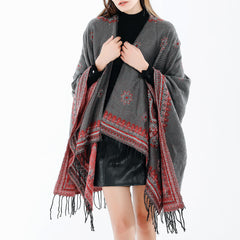 Vintage Ethnic Style Women's Winter Scarf Shawl with Tassels - Artificial Cashmere