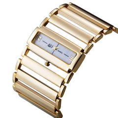 Women Luxury Stainless Steel Watch Ladies Wide Steel Band Bracelet Watch Quartz Watches