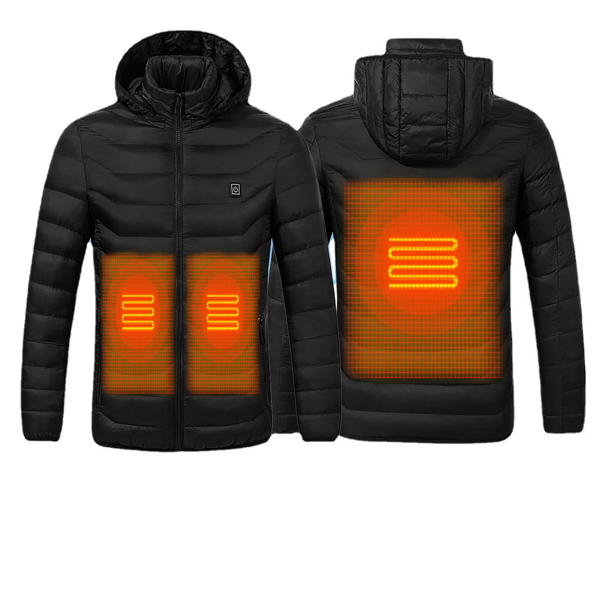 Electric Heating USB Abdomen Back Intelligent Winter Hooded Heated Coat Jacket Temperature Control