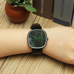 Unisex Square Dial Leather Strap Fashion Watch