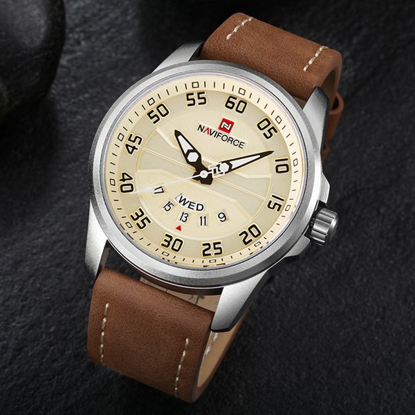 Men Watch Leather Strap Simple Dial Male Quartz Wrist Watch