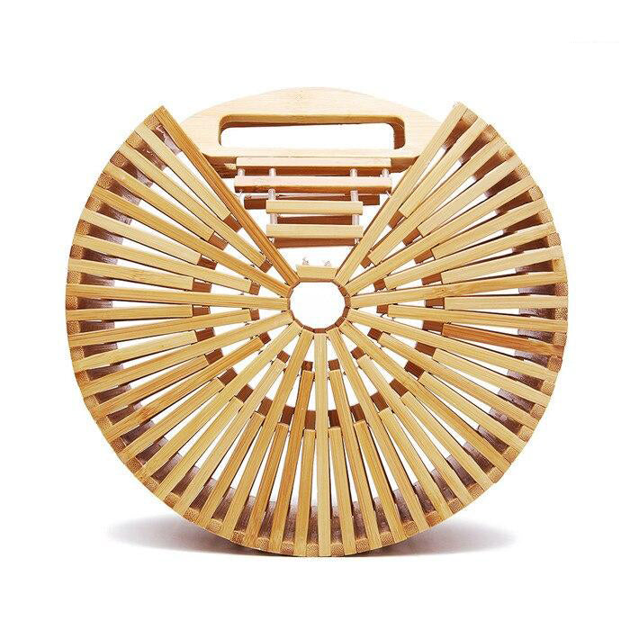 new Women's bamboo handbag Bohemia holiday beach bag Women's hollow woven rattan bag