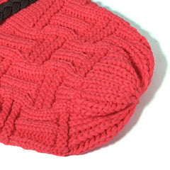 Women's Crochet Knit Beanie Hat with Button Detail - Baggy Style