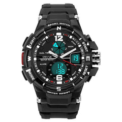 Chronograph Luminous Week Display Waterproof Men Sport Dual Display Digital Watch