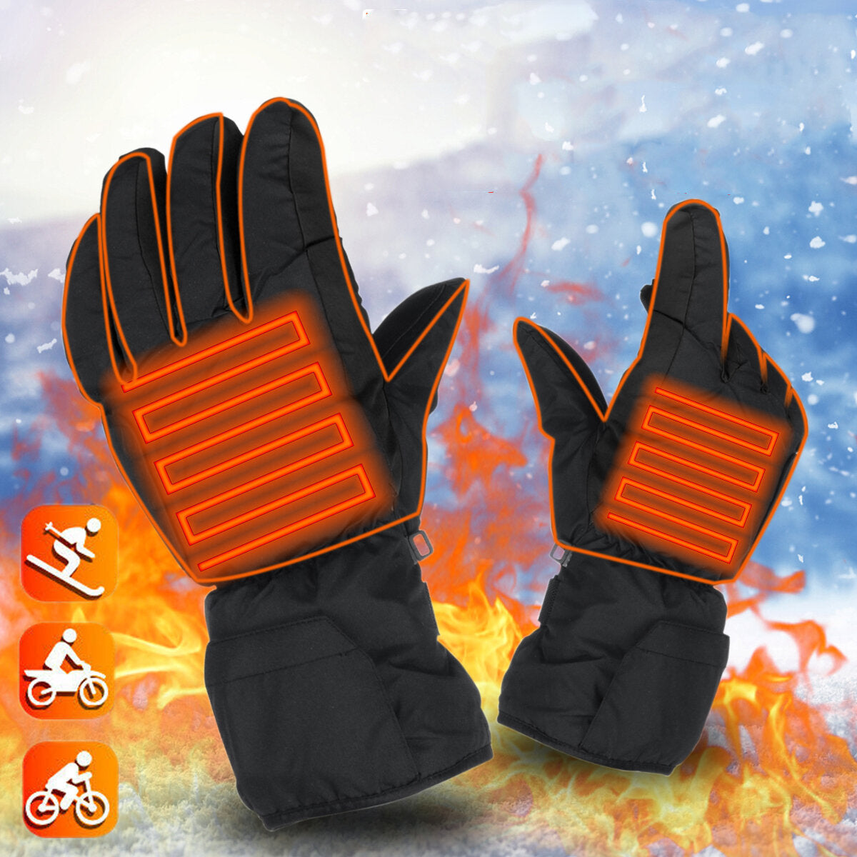 Battery Heated Smart Gloves for Winter Ski & Cycling - Warm 5-Finger Electric Gloves for Men