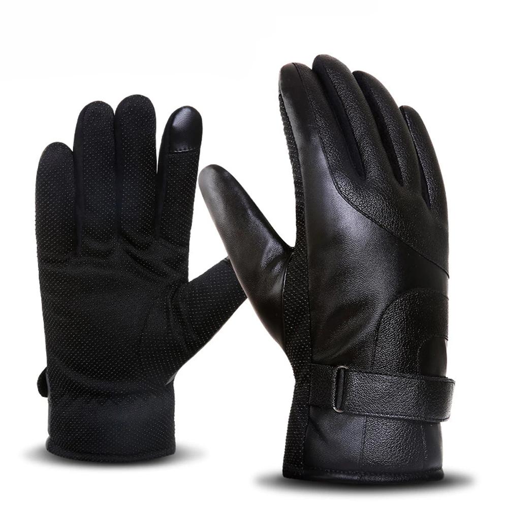 Waterproof Warm Leather Motorcycle Touchscreen Gloves for Men & Women