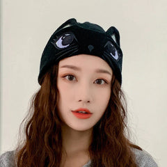 Women's Cute Cat Pattern Warm Knitted Hat - Casual All-Match