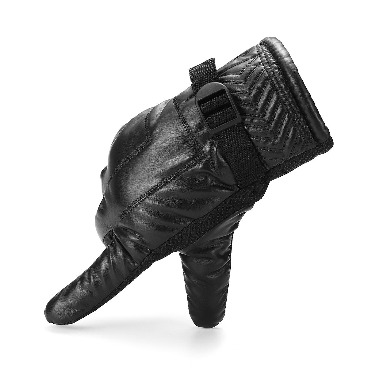 Windproof Leather Mittens: Warm, Fluffy, Cold-Resistant Motorcycle Gloves