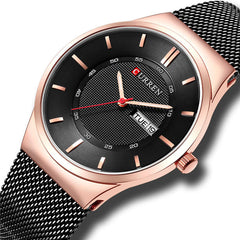 Ultra Thin Casual Style Quartz Watch Date Week Display Waterproof Men Watch