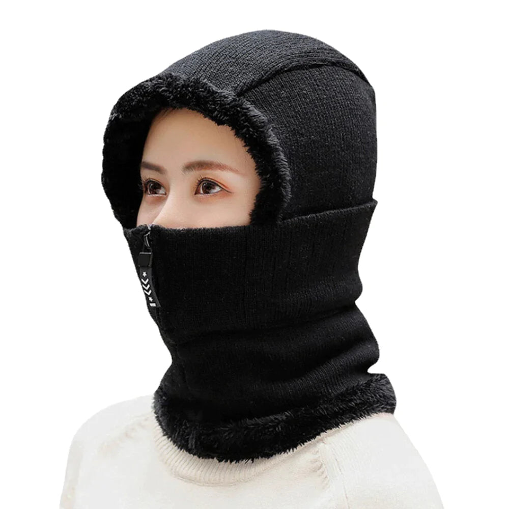 Unisex Wool Velvet Warm Windproof Neck & Face Protection Knitted Riding Hat