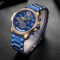 Full Steel Business Style Men Wristwatch Calendar Multifunction Quartz Watch