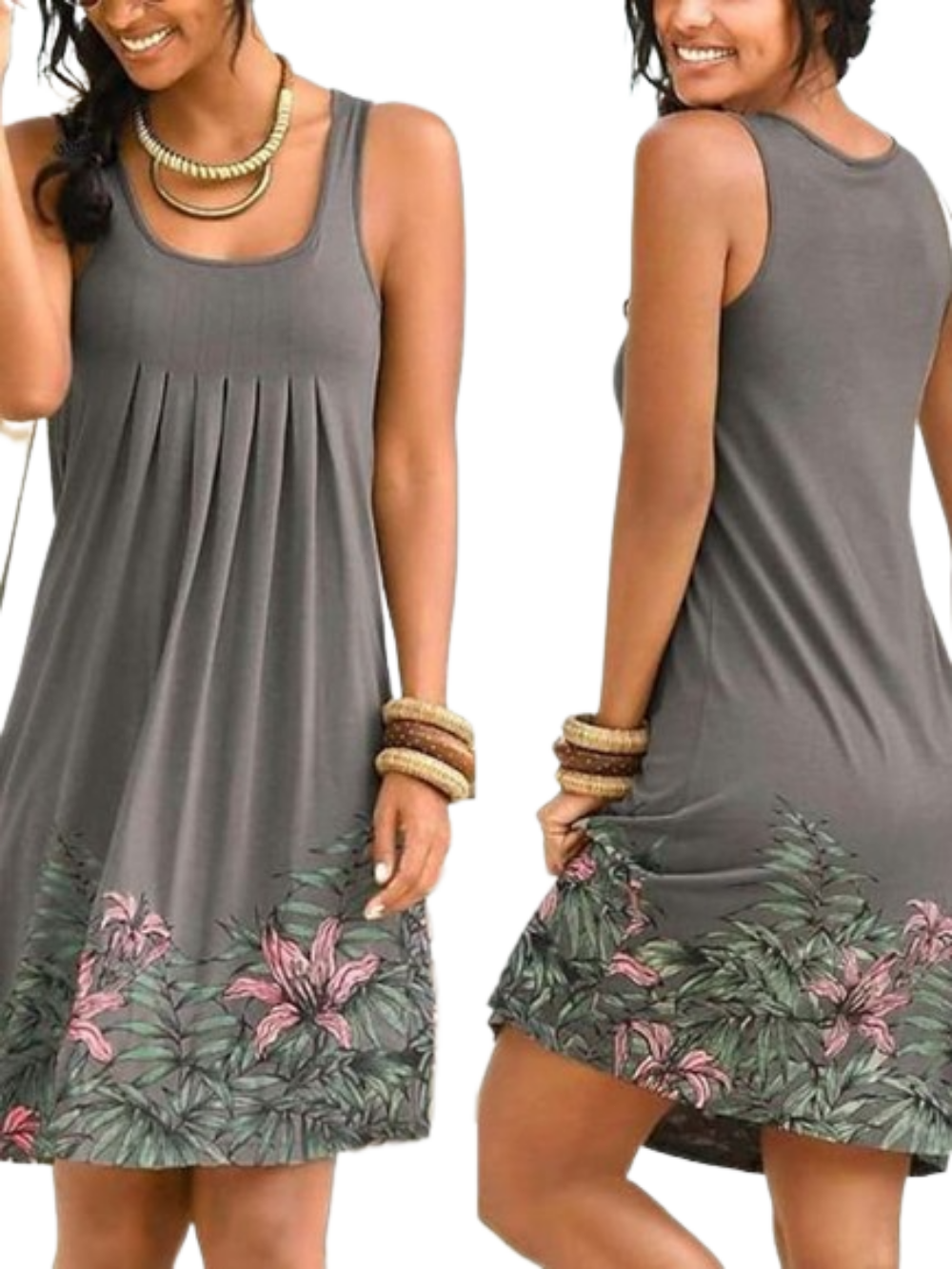Women's Sleeveless Print Casual Boho Dresses
