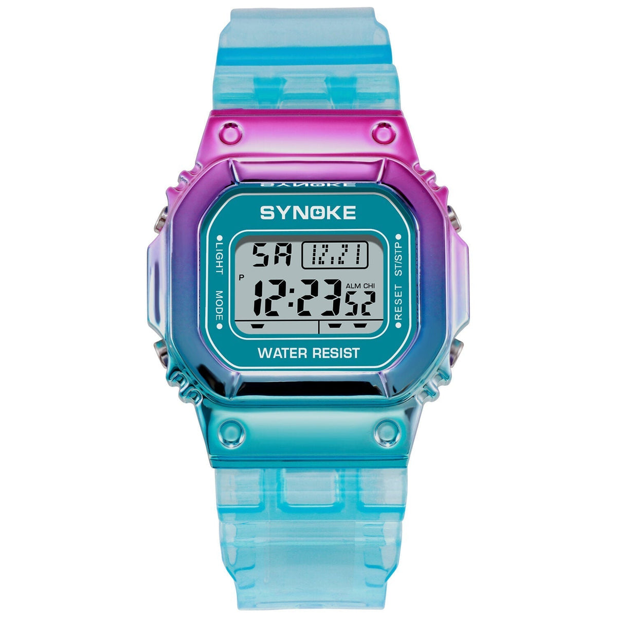 Gradient Color Watch Case Fashion Style Women Men Luminous Display Couple Digital Watch