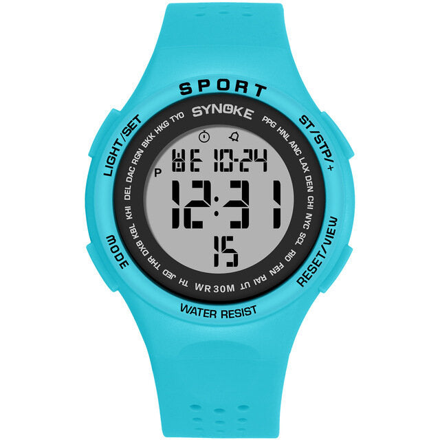 EL Display Silicone Strap Sport Watch 3ATM Waterproof Alarm Student Digital Watch