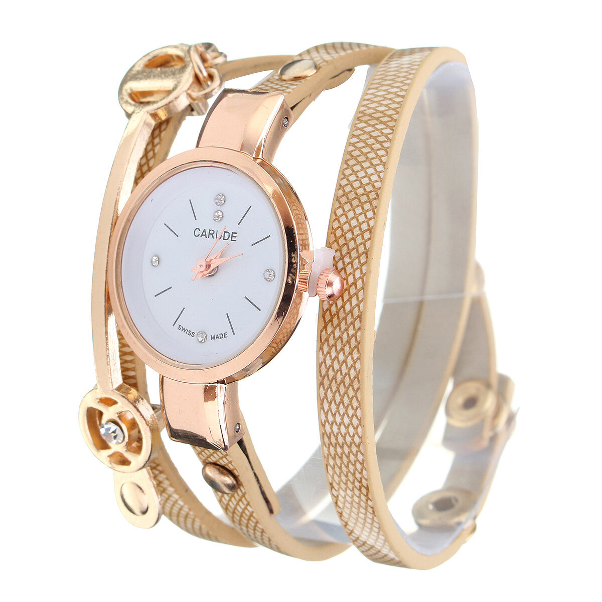 PU Leather Strap Simple Crystal Dial Women Watch Ladies Dress Quartz Watch