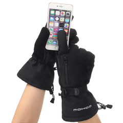 Black Waterproof Windproof Touchscreen Winter Sports Gloves for Skiing, Motorcycle, Bicycle, Running