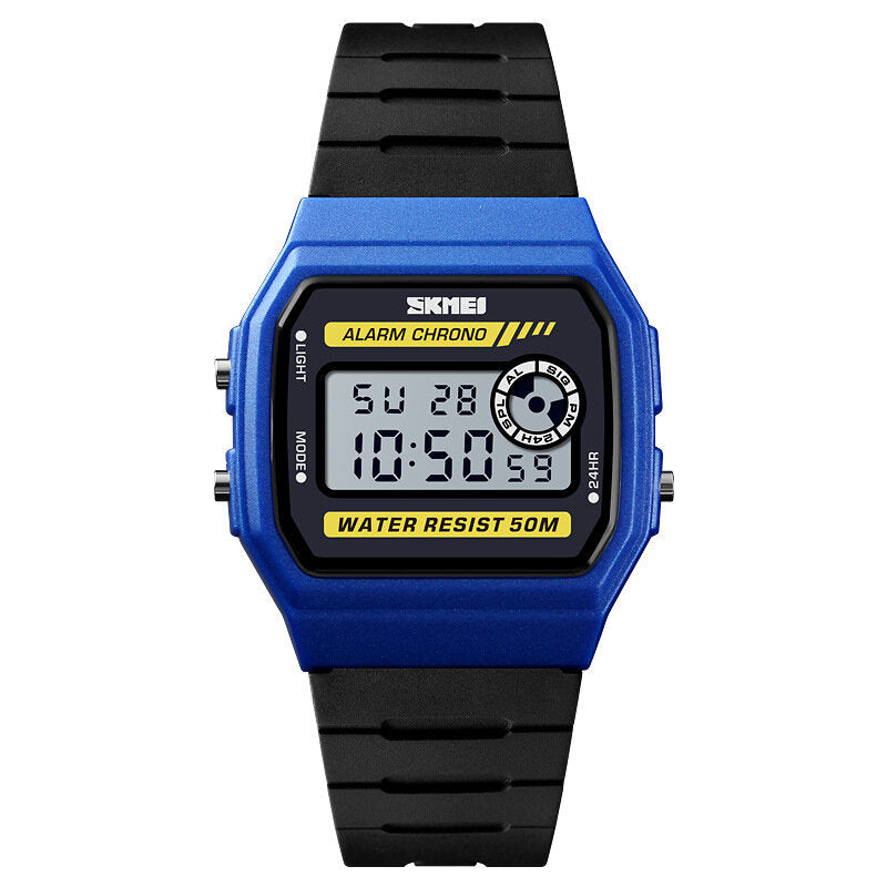 LED Digital Watch Waterproof Chronograph Square Dial Student Watches