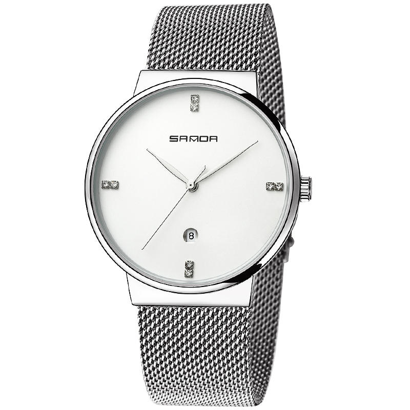 Men's Fashion Quartz Watch with Simple Dial & Stainless Steel Strap