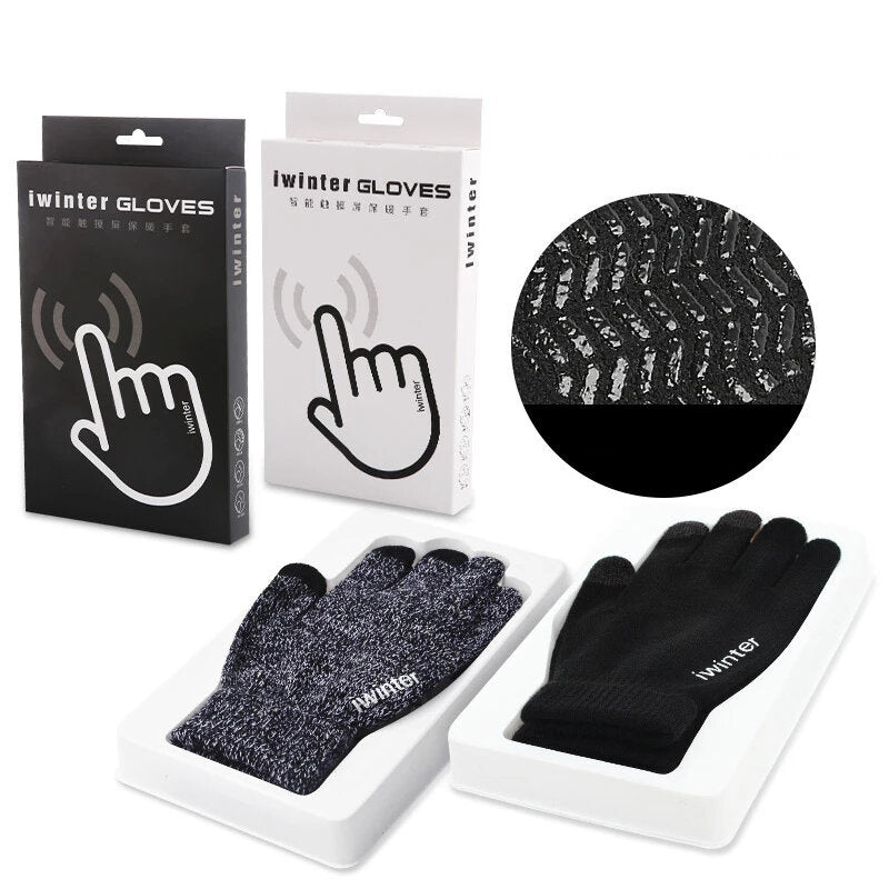 Winter Men's Cycling Knitted Gloves Touch Screen Thicken Wool Mitten Outdoors Anti-slip Warmer Gloves