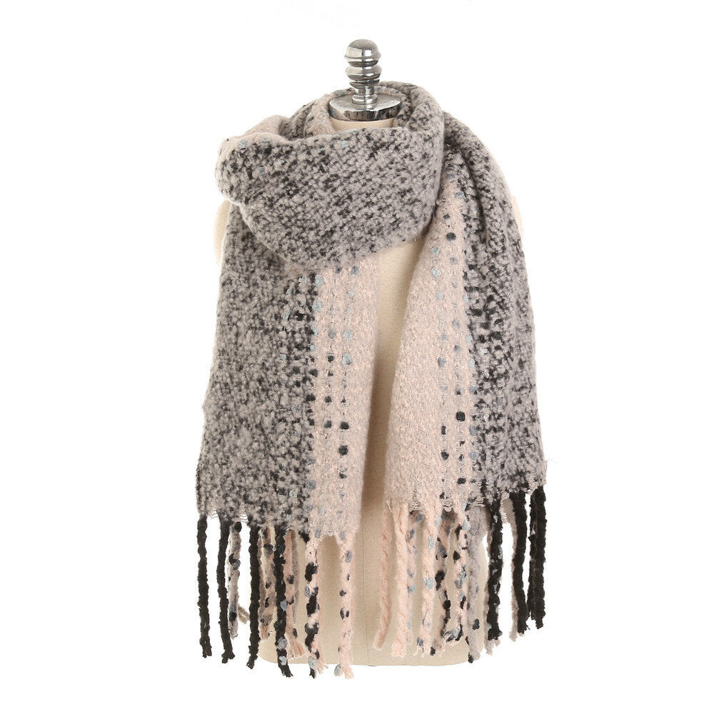 Women's Vintage Cashmere-Feel Tassel Scarf Shawl - Winter Warmth