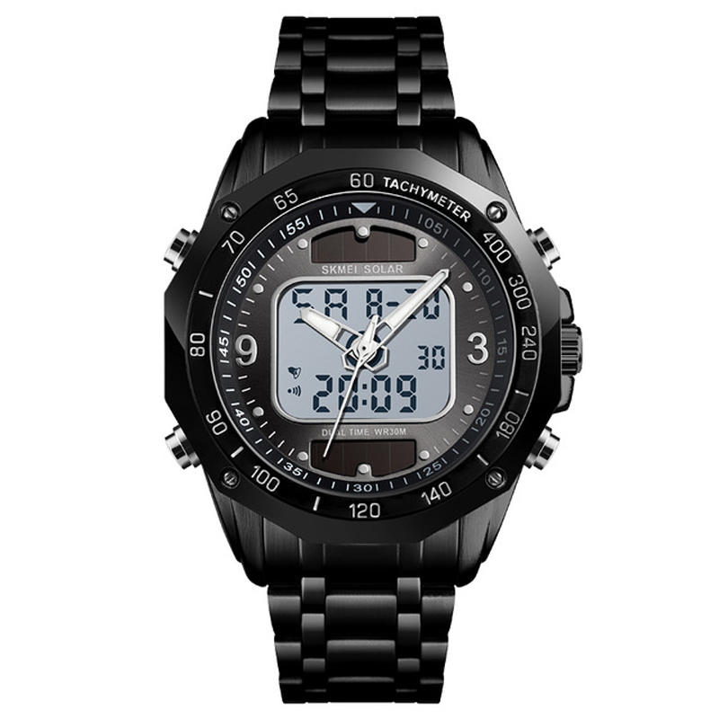 Men Digital Quartz Watch 3ATM Waterproof Luminous Display Dual Display Watch