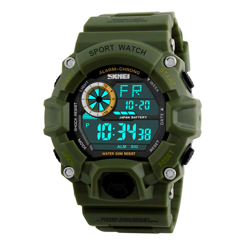 Digital Watch Fashion Multi-funcional Sports Chronograph 50M Waterproof Men Wrist Watch