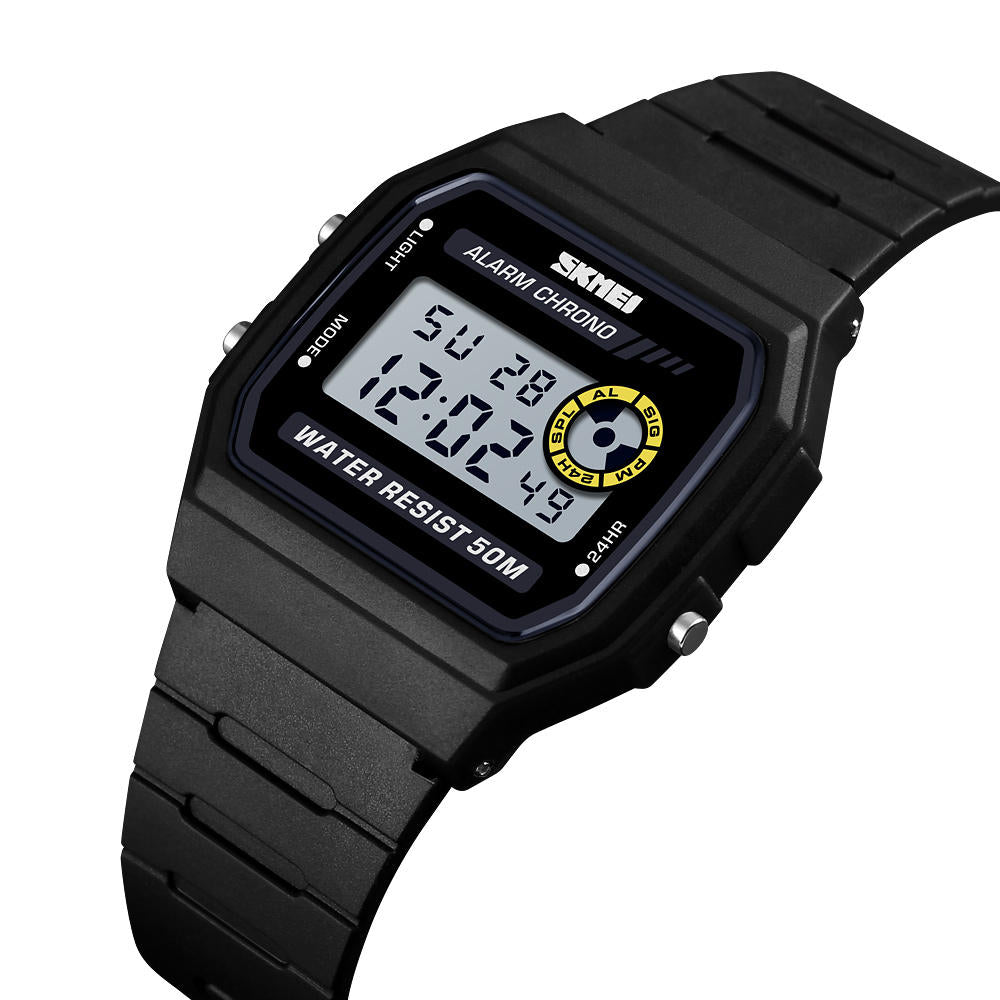 LED Digital Watch Waterproof Chronograph Square Dial Student Watches