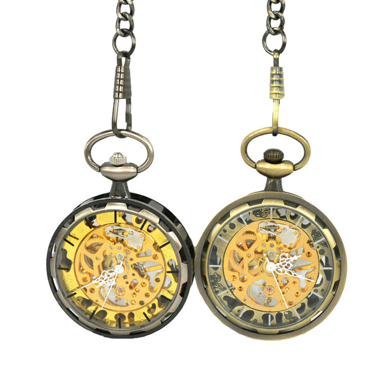 Coverless Hollow Gold Luxury Mechanical Watch Pocket Watch