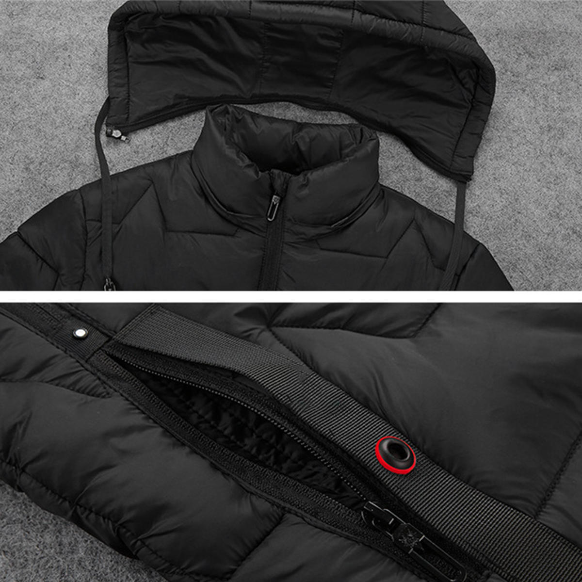 USB Electric Heated Coats Heating Hooded Jacket Long Sleeves Winter Warm Clothing