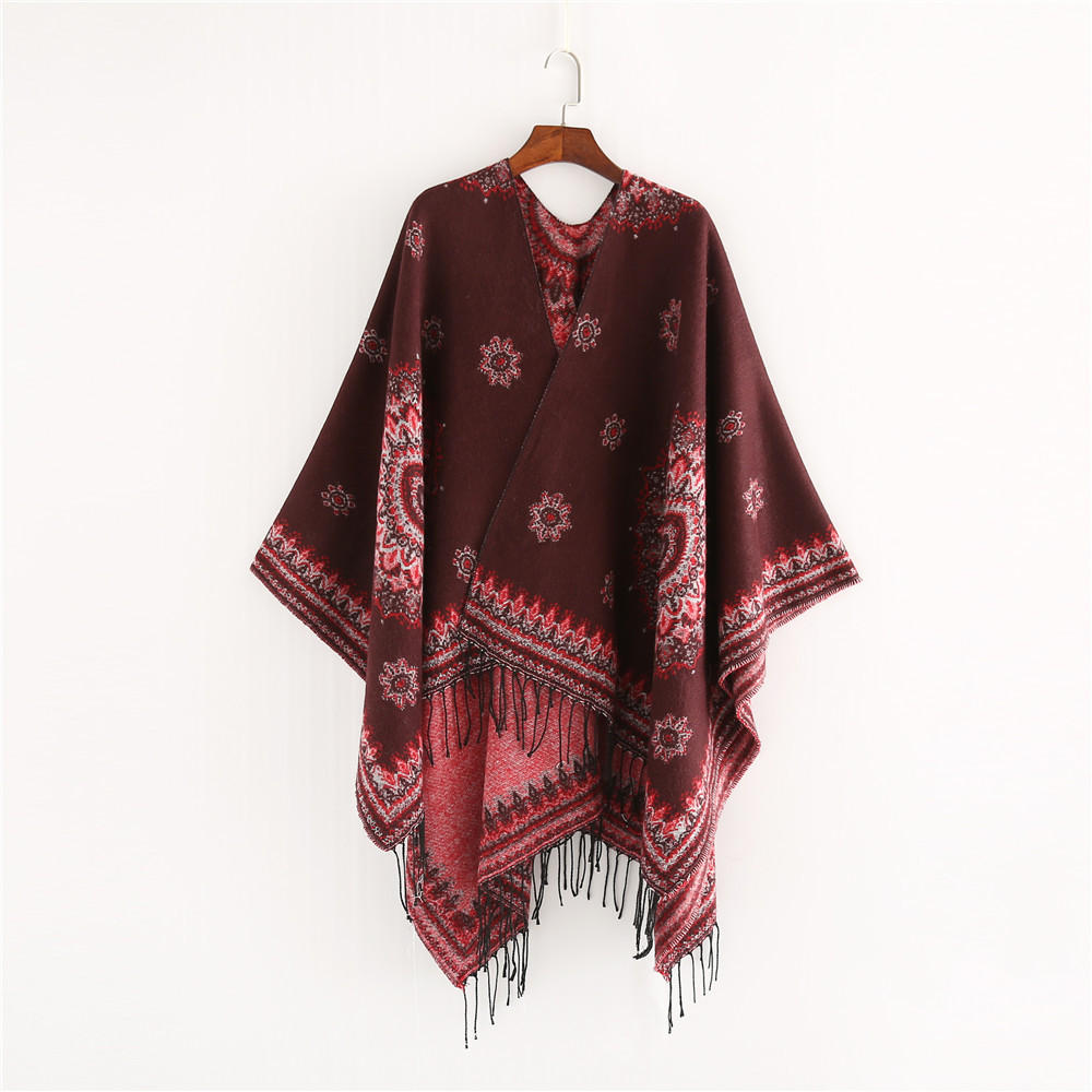 Vintage Ethnic Style Women's Winter Scarf Shawl with Tassels - Artificial Cashmere