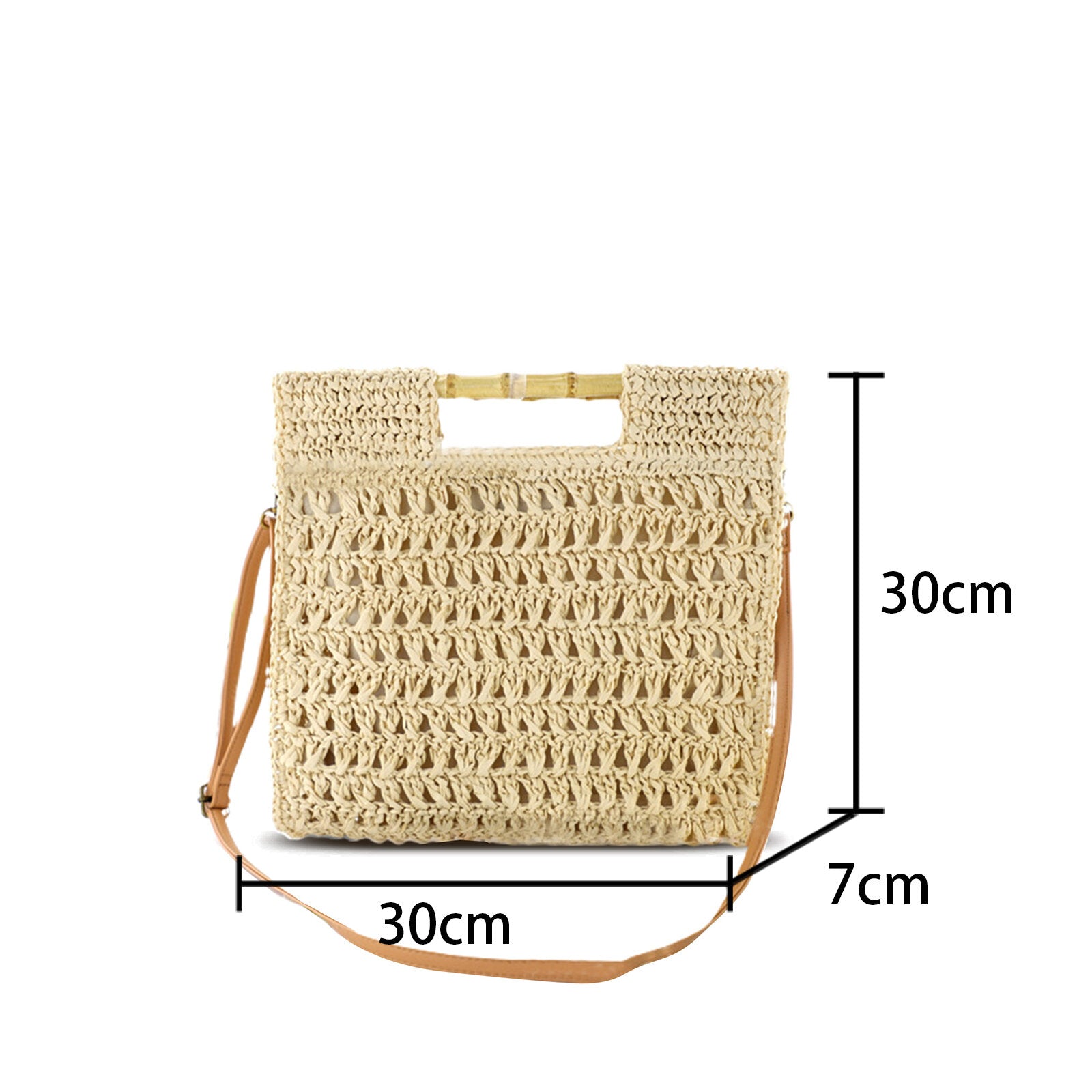 Women Straw Elegant Holiday Crossbody Bag Convertible Strap Casual Beach Sweet Handbag