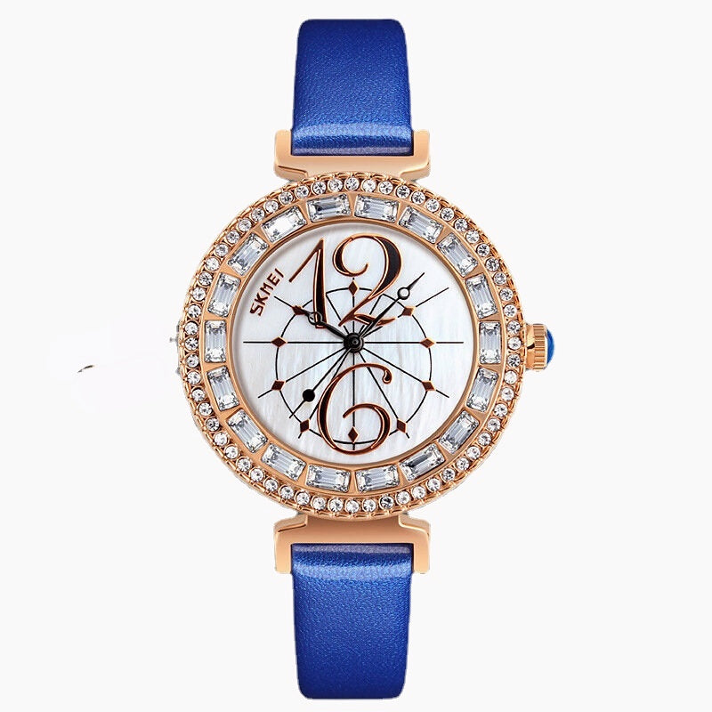 Rhinestone Women Wrist Watch Shell Dial Waterproof Elegant Design Quartz Watch