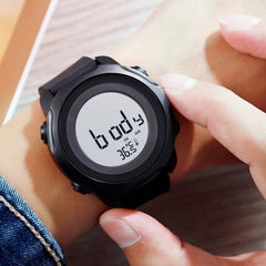 Body/Ambient Temperature Measurement Date Week Display 5ATM Waterproof EL Light Men Digital Watch