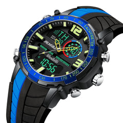 Dual Display Digital Watch Outdoor Sport Alarmclock Calendar Chronograph Noctilucent Waterproof Watch