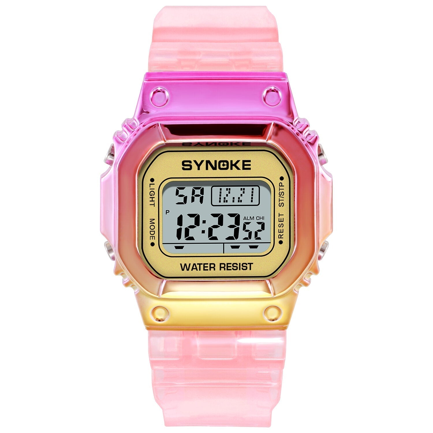 Gradient Color Watch Case Fashion Style Women Men Luminous Display Couple Digital Watch