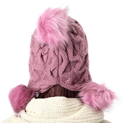Womens Winter Warm Crochet Knitted Wool Beanie Hat Pompom Ball Ski Cap