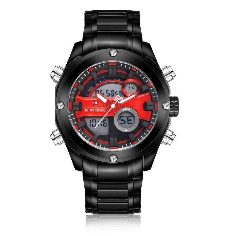 Men Dual Display Watch Luxury Stainless Strap Sport Watch