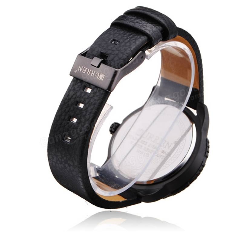 Stylish Life Waterproof PU Leather Band Men Quartz Sport Wrist Watch