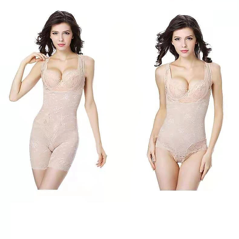 Womens Shapewear Firm Control Lace N Smooth Built-in Bra Body Shaper Fajas Crotch Lingerie Sexy Lace Bodysuit Deep V Teddy One Piece Lace Babydoll