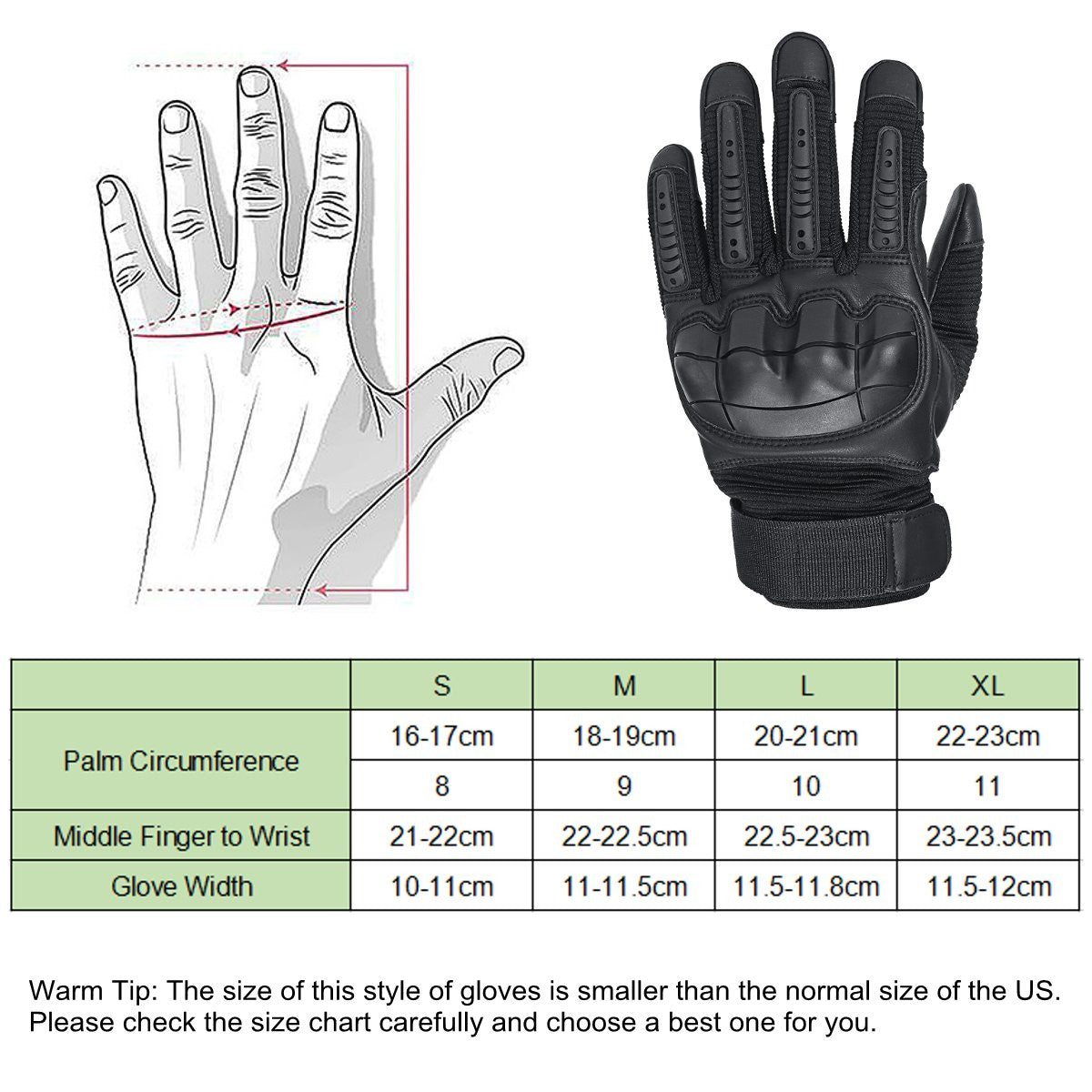 Touchscreen Tactical Motorcycle Gloves - Full Finger Military Style for Driving