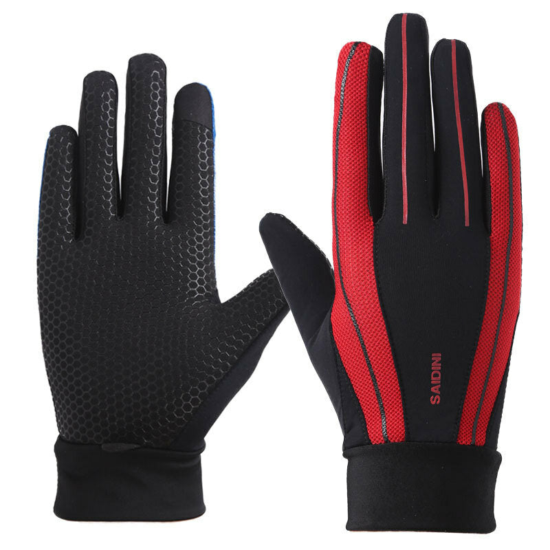 Men's Non-Slip Touchscreen Silicone Riding Gloves - Windproof, Full Finger