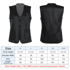 Unisex USB Heated Cotton Vest 5V Infrared Warm Jacket