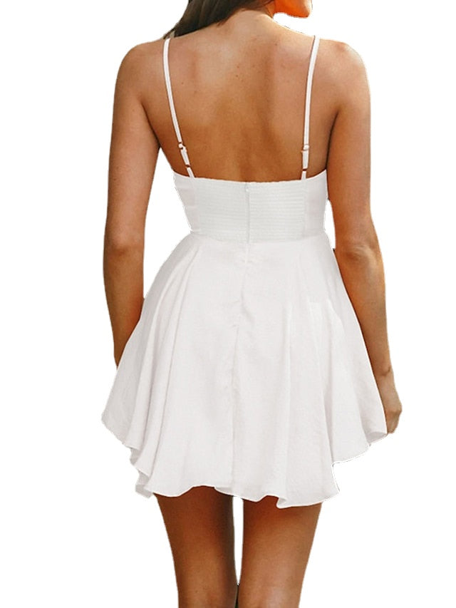 Women's Backless Strap Mini Sweater Dress - Casual Solid Color Lounge Wear
