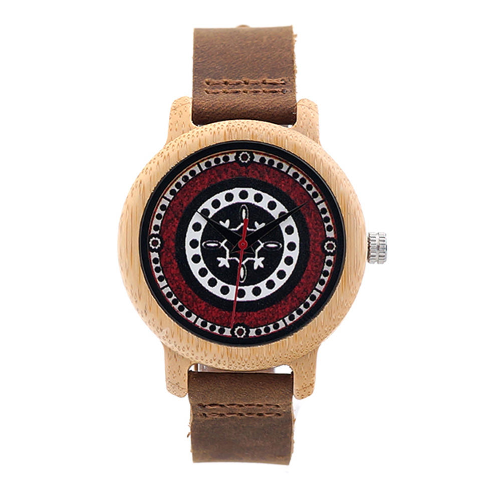 Retro Style Wood Wrist Watches Leather Strap Ladies Watch