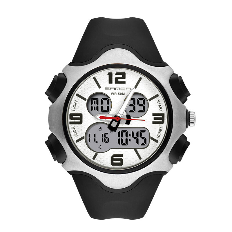 12/24 hours Stopwatch Timing Luminous Display Waterproof Men Dual Display Digital Watch