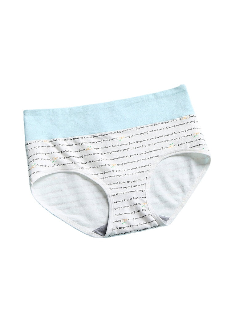 Women's High Waist Stripe Cotton Panties with Wide Waistband