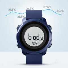 Body/Ambient Temperature Measurement Date Week Display 5ATM Waterproof EL Light Men Digital Watch