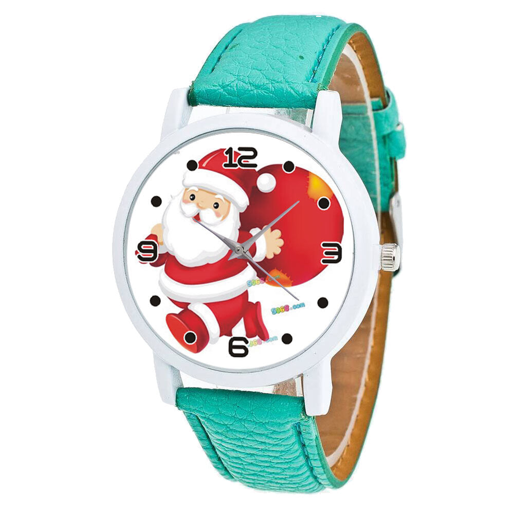 Cartoon Santa Claus and Gift Pattern Cute Kid Watch Fashion Children Quartz Watch