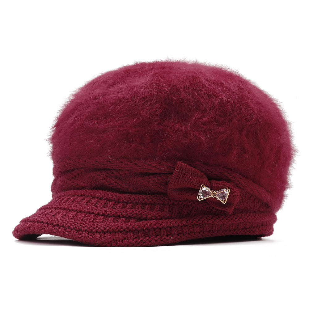 Women's Winter Knit Velvet Beret Hat - Warm Outdoor Leisure Cap